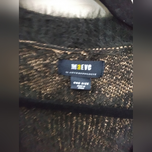 Maeve By ANTHROPOLOGIEC METALLIC GRAY CARDIGAN OSFM - Picture 5 of 6